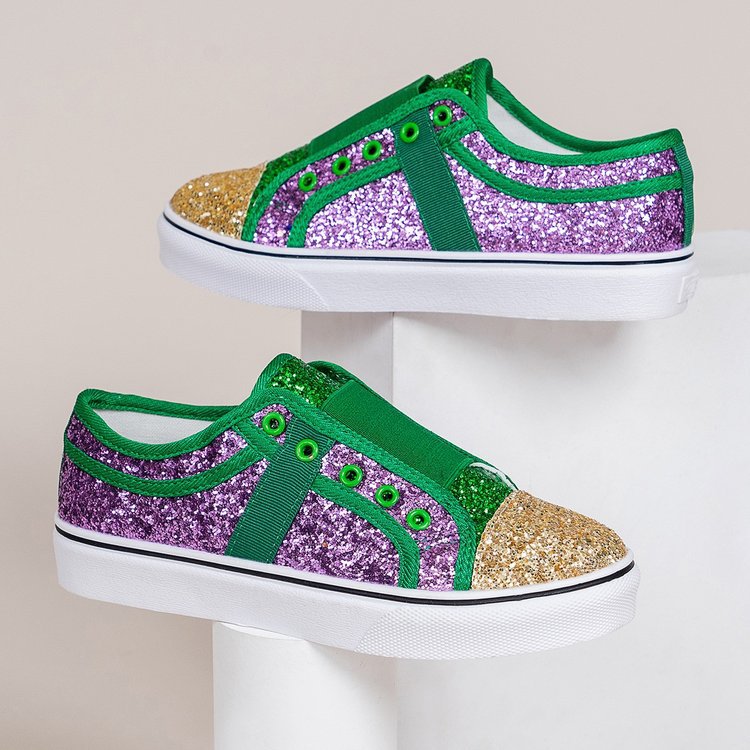 Damen Glitzernde Sneaker mit elastischem Riemen und rutschfester Sohle Stalluxe