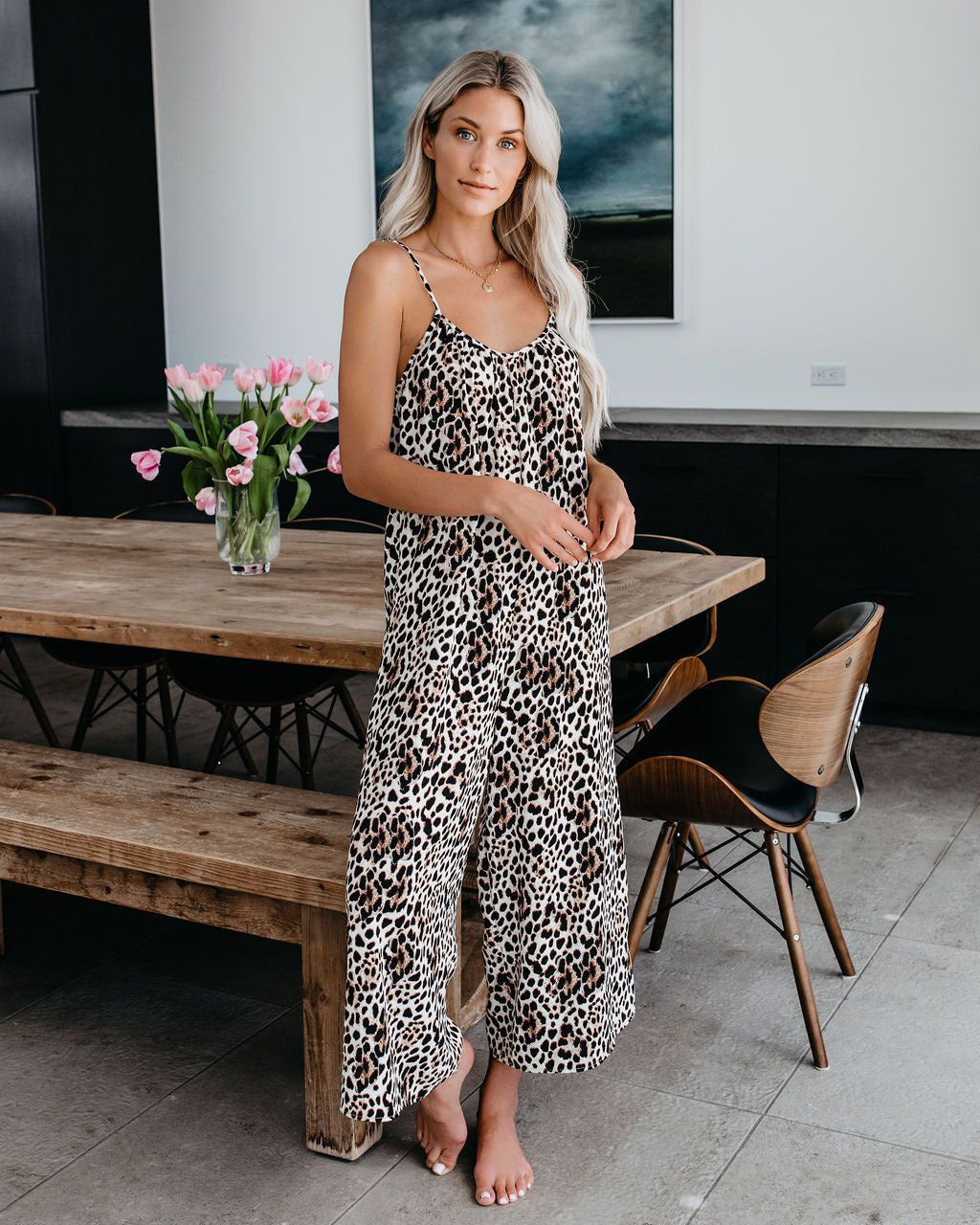 Damen Elegantes Jumpsuit mit Spaghettiträgern und weitem Bein Stalluxe