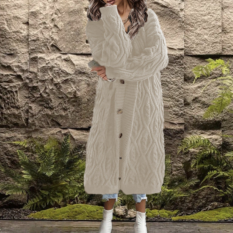 Damen Grobstrick-Kimono mit angesagtem Zopfmuster und praktischen Taschen Stalluxe