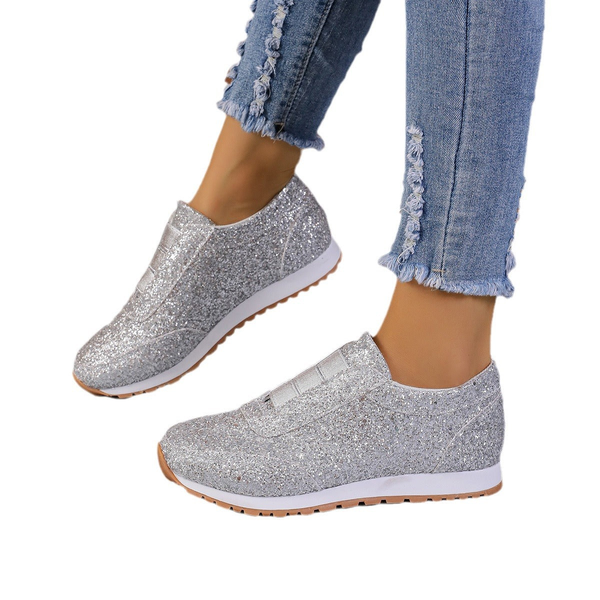 Damen Glitzernde Slip-On Sneakers mit komfortabler Sohle und atmungsaktiver Struktur Stalluxe
