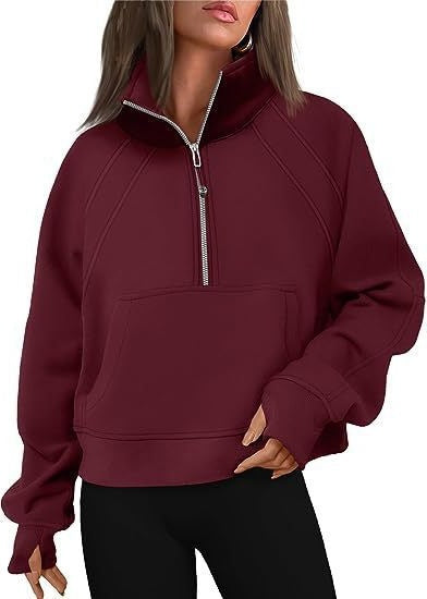 Damen Trendy Fleecepullover mit Stehkragen und Zipper Stalluxe