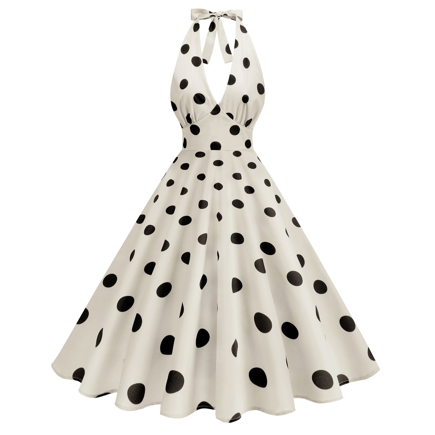 Damen Midikleid mit schulterfreiem Design und verspieltem Polka-Dots-Muster Stalluxe