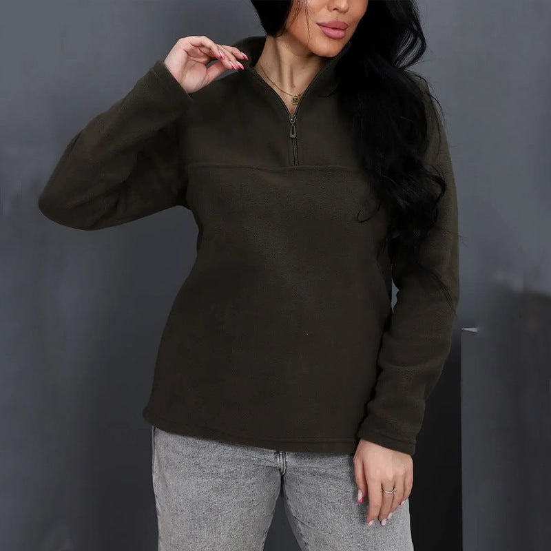 Damen Fleece-Pullover mit Stehkragen und Reißverschluss Stalluxe