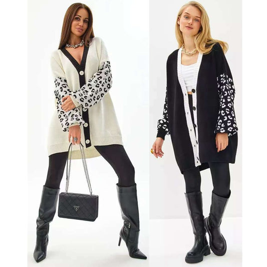 Damen Großer Cardigan mit tierischem Muster und Knopfdetails Stalluxe