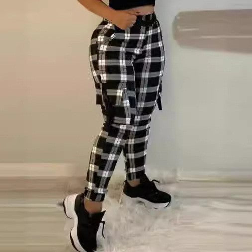 Damen Karierte Utility-Hose mit praktischen Seitentaschen Stalluxe