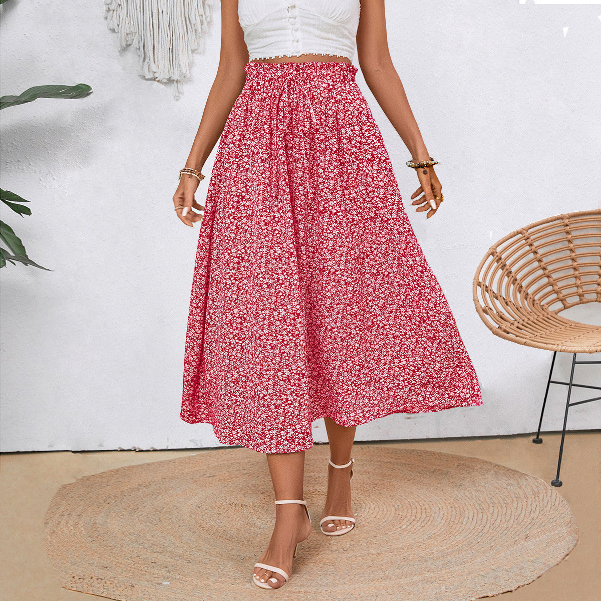 Damen Maxirock mit floralem Muster Stalluxe