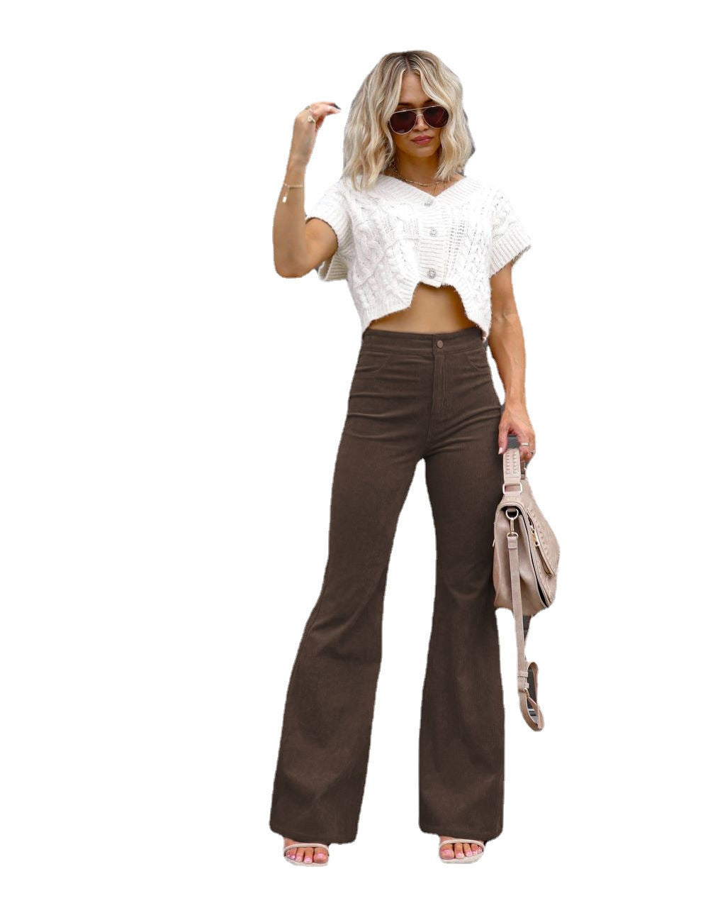 Damen Modische Hochbund-Flared-Jeans Stalluxe