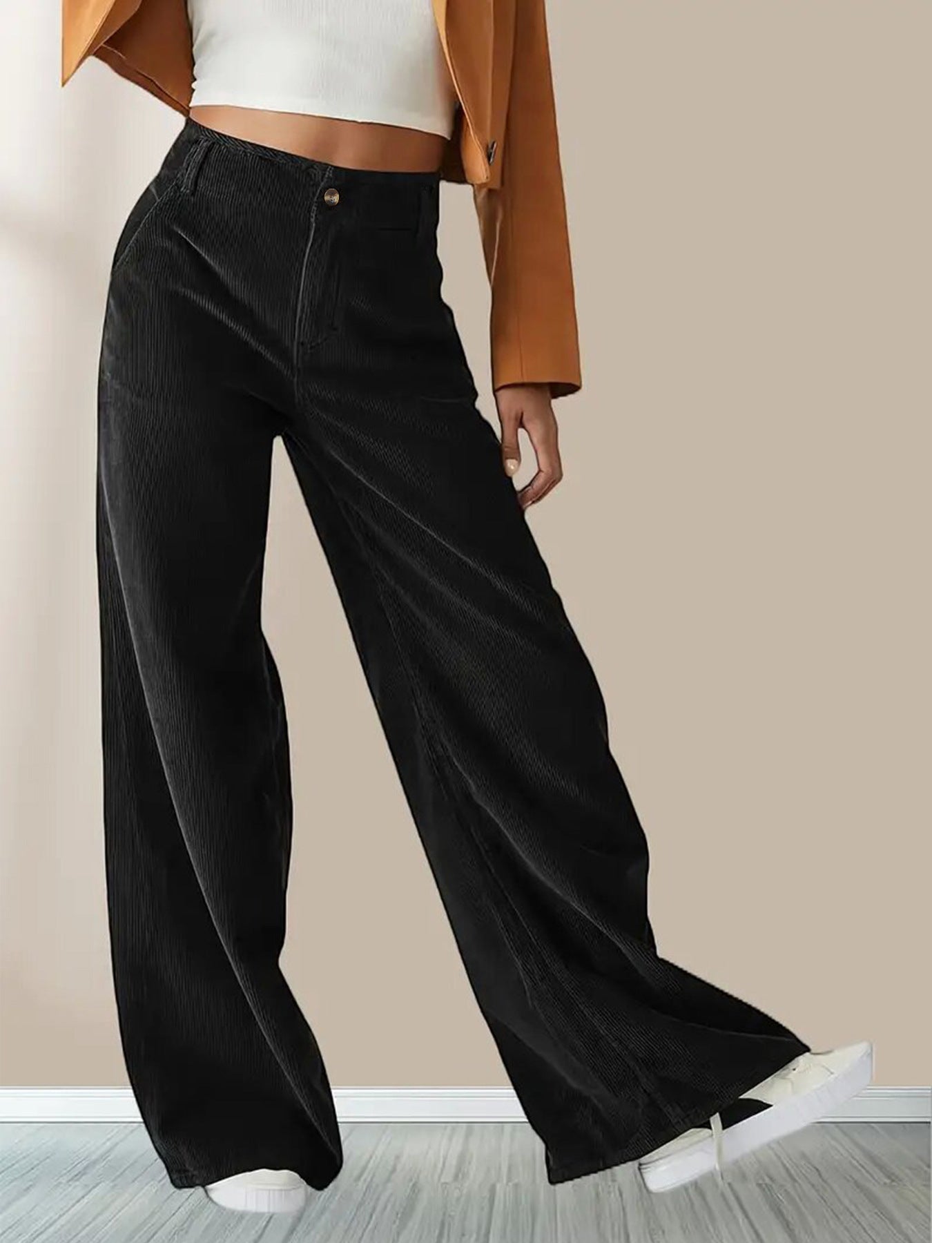 Damen Elegante, weite Chinohose mit praktischen Taschen und hohem Bund Stalluxe
