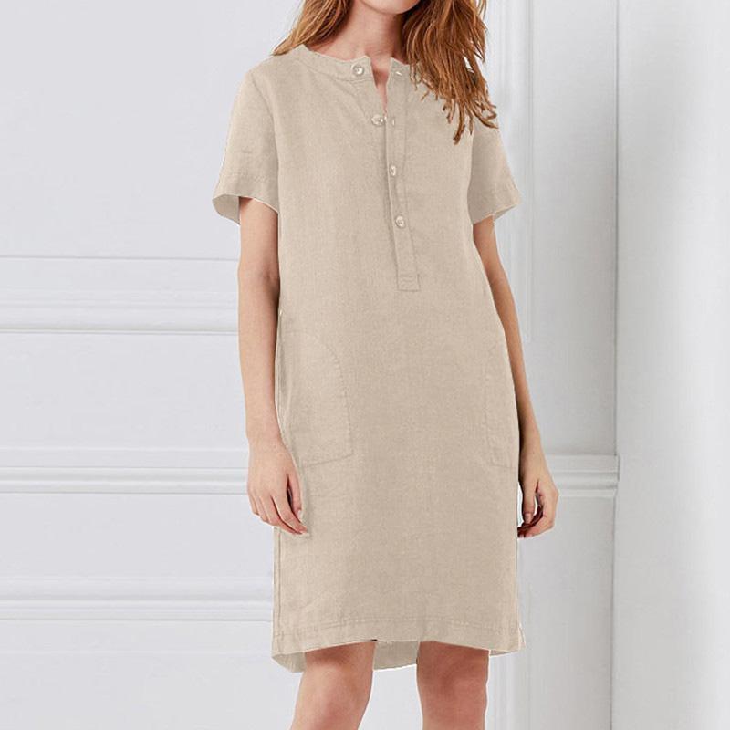 Damen Hemdkleid mit praktischen Taschen und Knopfleiste Stalluxe