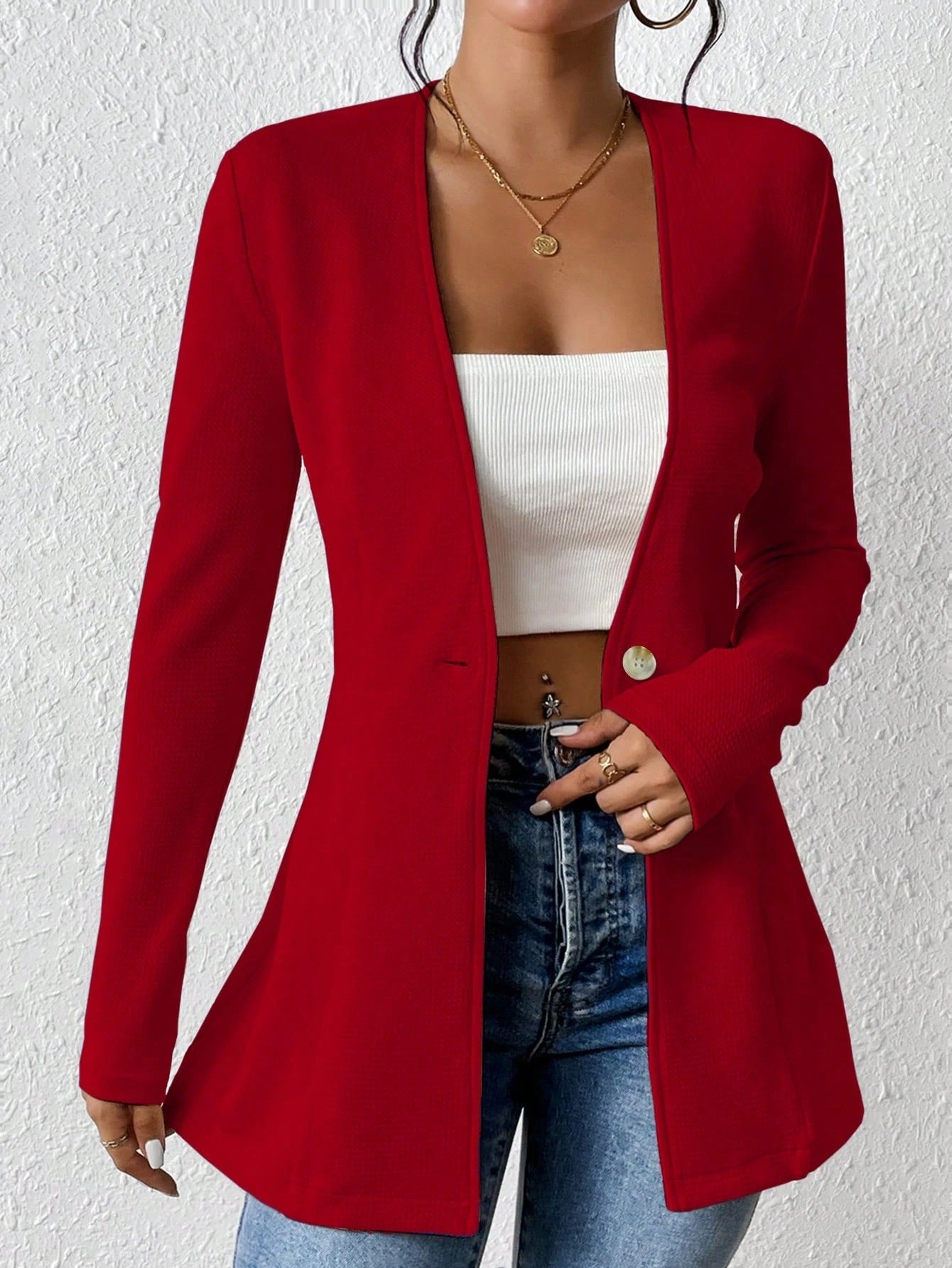 Damen elegante Blazerjacke mit asymmetrischem Schnitt Stalluxe