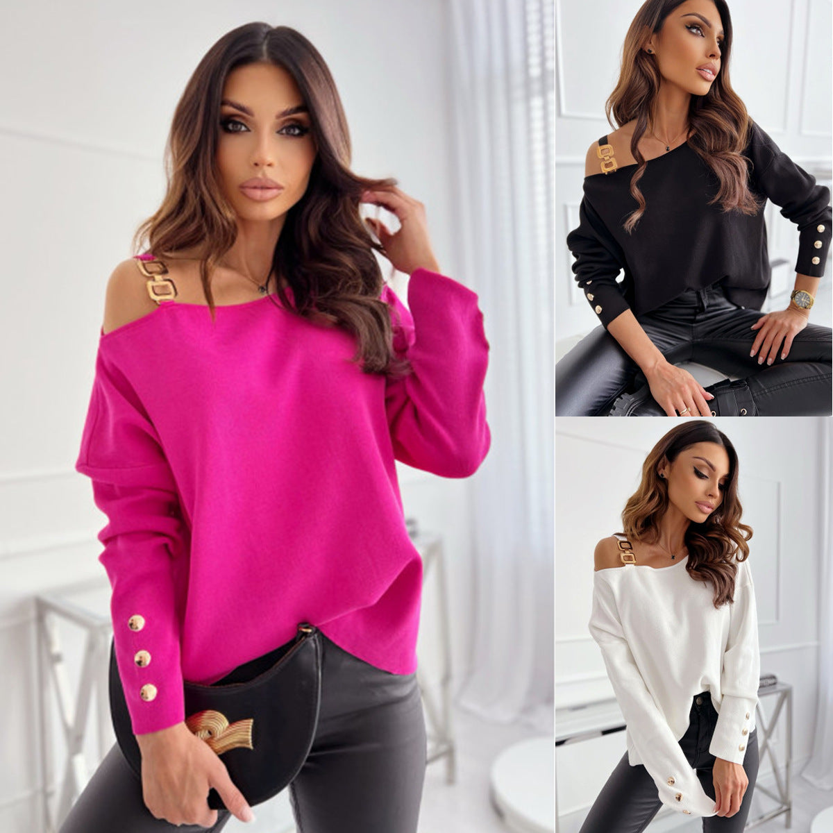 Damen Oversized Pullover mit asymmetrischem Schnitt und raffinierten Details Stalluxe
