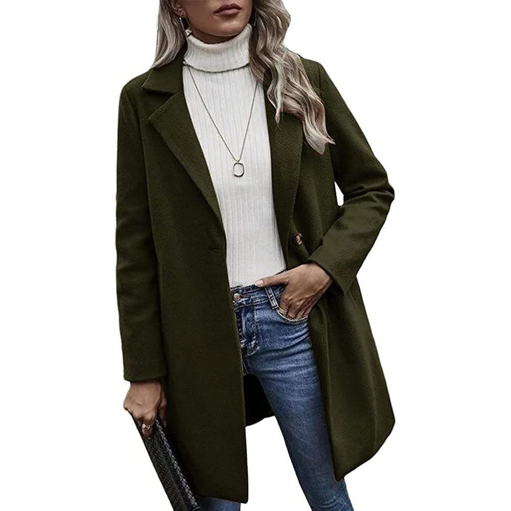 Damen modischer Wollmantel mit elegantem Revers Stalluxe