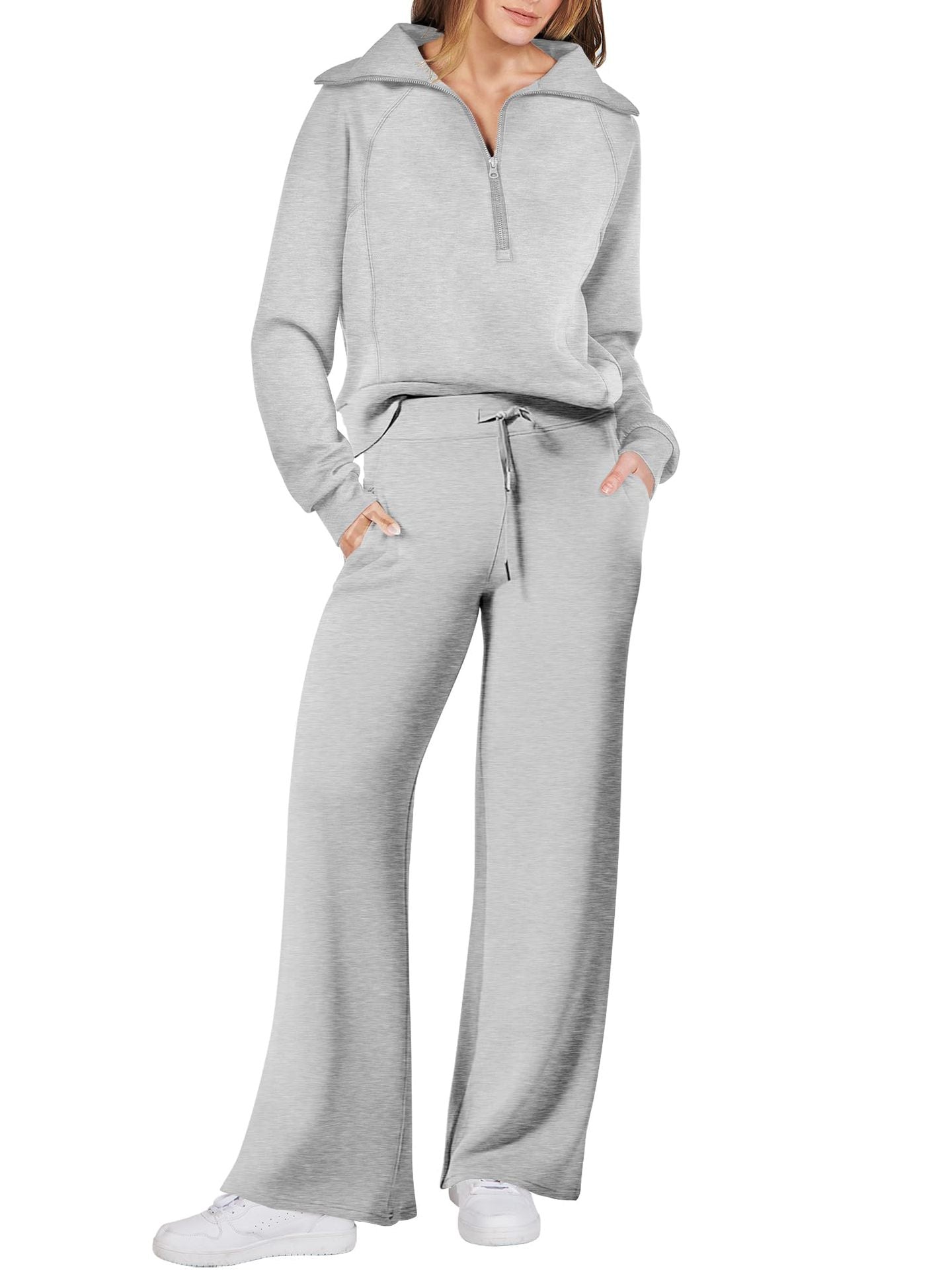Damen Sportliches Set mit Reißverschluss und weiten Hosen Stalluxe