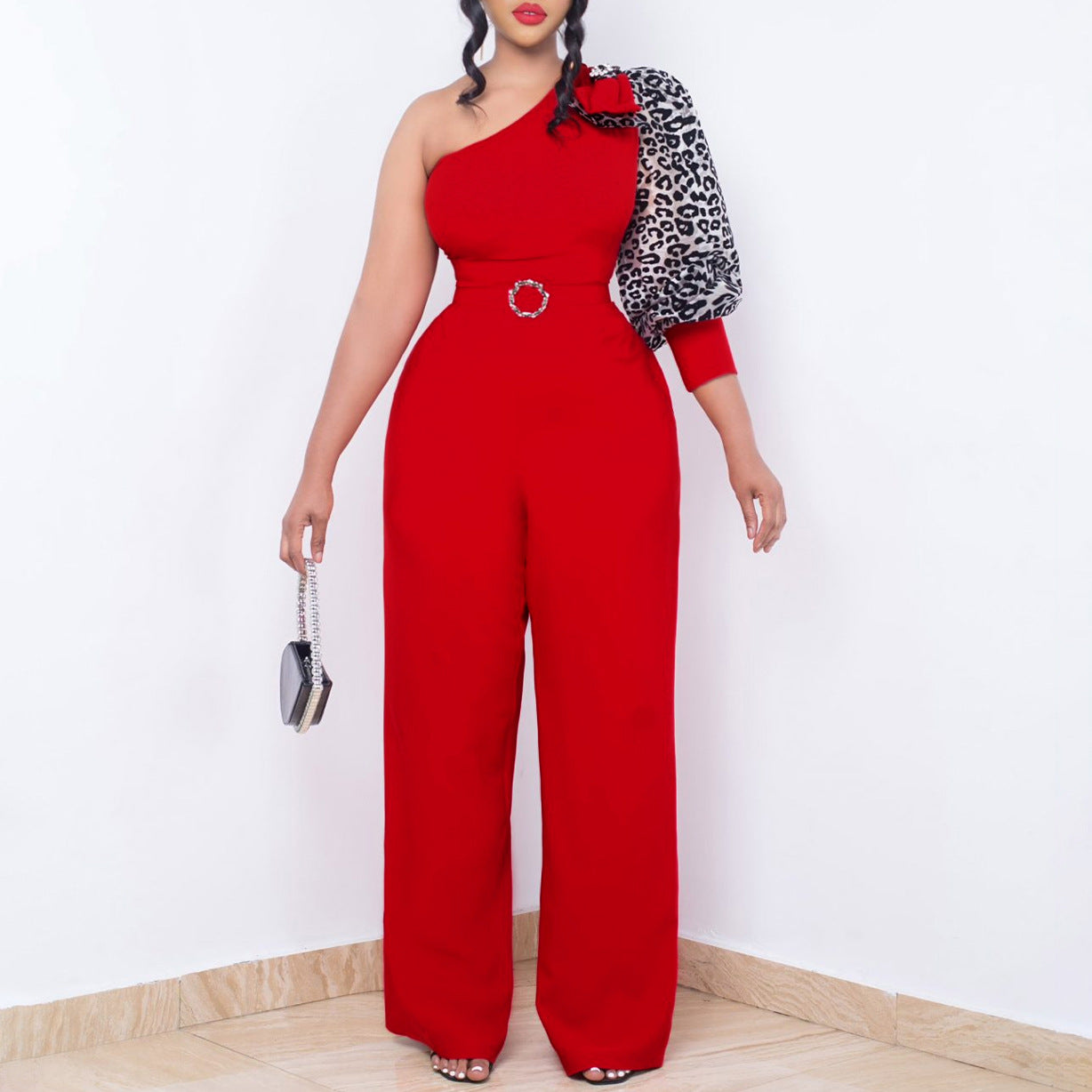 Damen Stylischer Einteiler mit asymmetrischem Schnitt und elegantem Puffärmel Stalluxe