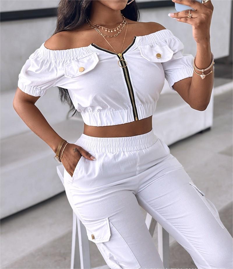Damen Crop-Top mit Cut-Outs und aufgesetzten Taschen Stalluxe