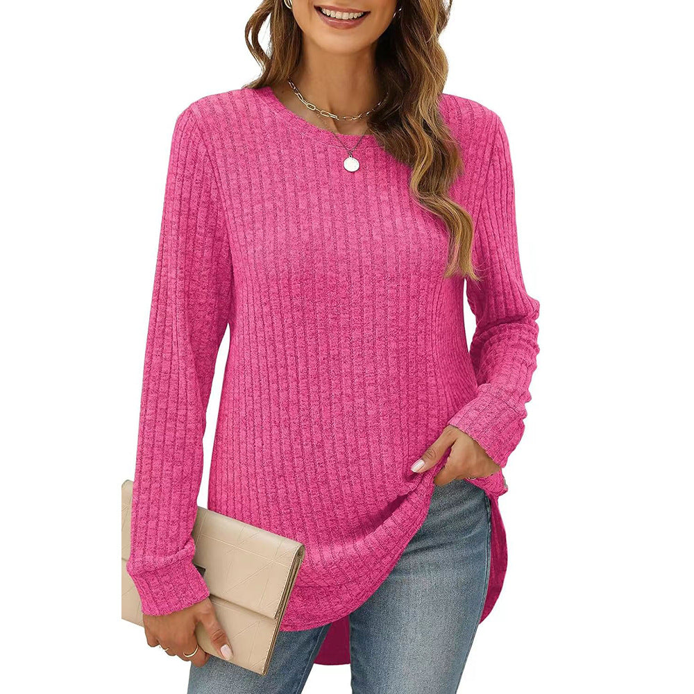 Damen lässiges Langarmshirt aus Strukturstrick Stalluxe