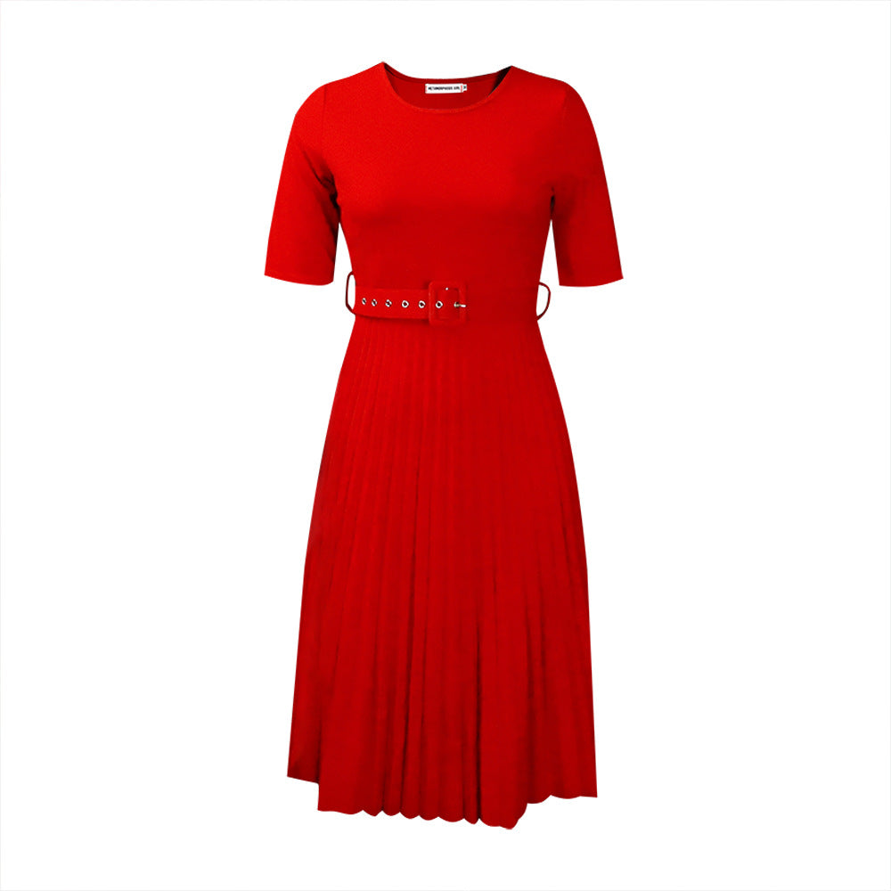 Damen Midikleid mit tailliertem Schnitt und elegantem Plissee-Rock Stalluxe