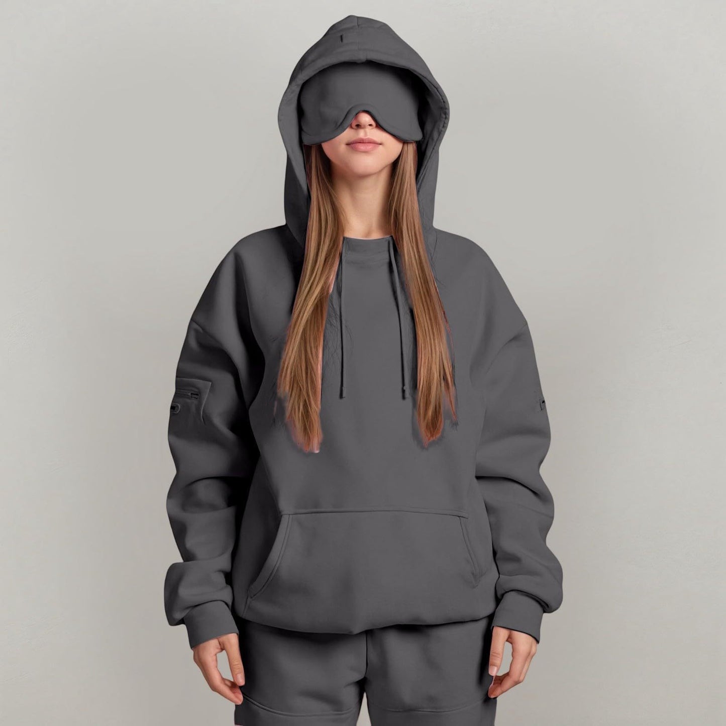 Damen kuscheliger Oversized Hoodie mit integrierter Augenmaske Stalluxe