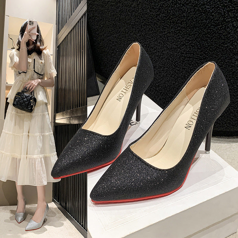 Damen Glitzernde High Heels mit elegantem spitzem Design und rutschfestem Fußbett Stalluxe