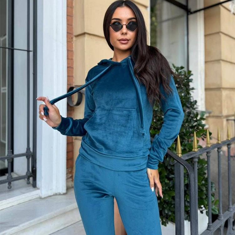 Damen Fleece-Jogginganzug mit Kapuze und elastischem Bund Stalluxe