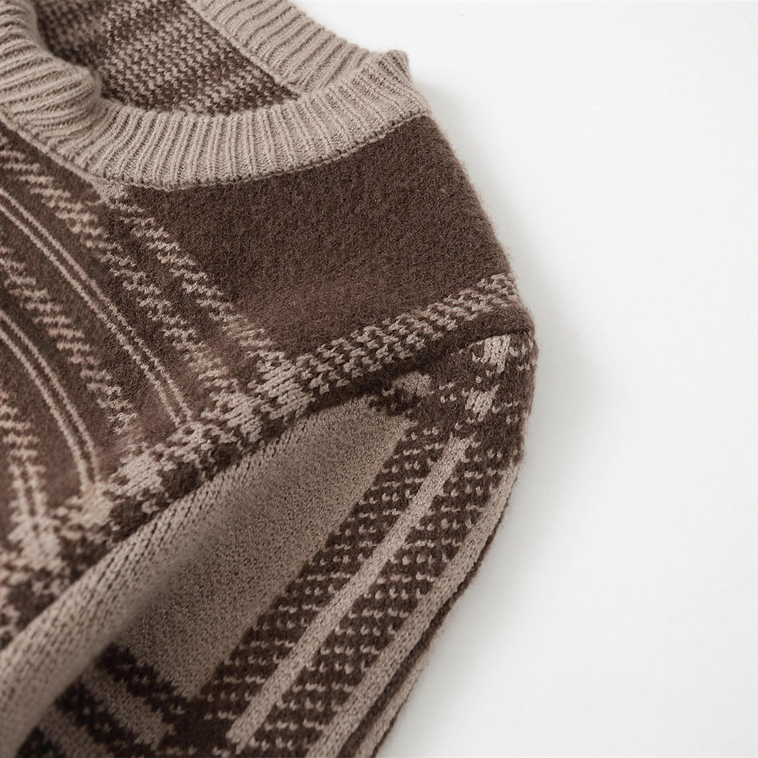 Damen modische Karierte Strickjacke mit eleganten Knopfdetails Stalluxe