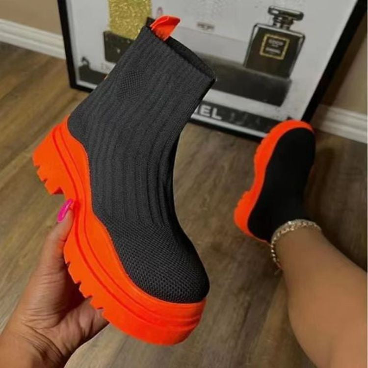 Damen Knöchelschuhe mit rutschfester Gummisohle und elastischem Strickdesign Stalluxe