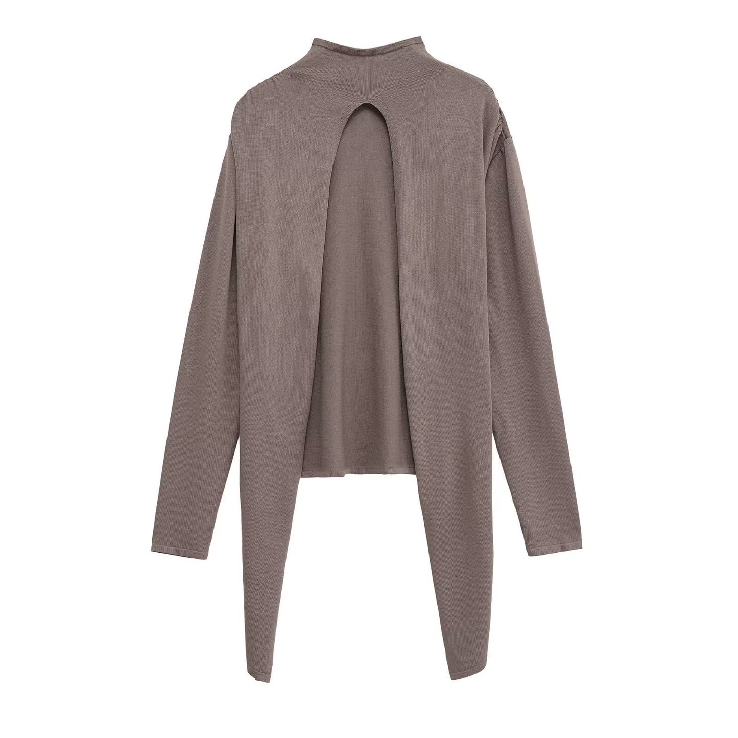 Damen Lässiges Langarmoberteil mit asymmetrischem Saum und hohem Kragen Stalluxe