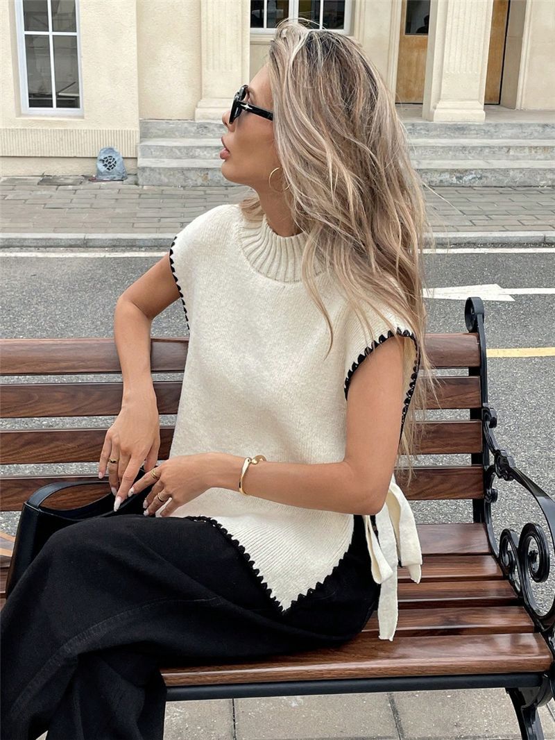 Damen Stricktop mit einzigartigen Cut-Outs und verspieltem Knoten Stalluxe