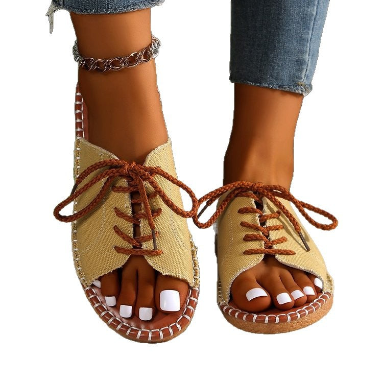 Damen trendige Loose-Fit Sandalen mit Schnürung Stalluxe