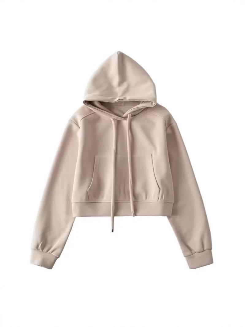 Damen modischer cropped Kapuzenpullover aus sweatshirt Material Stalluxe