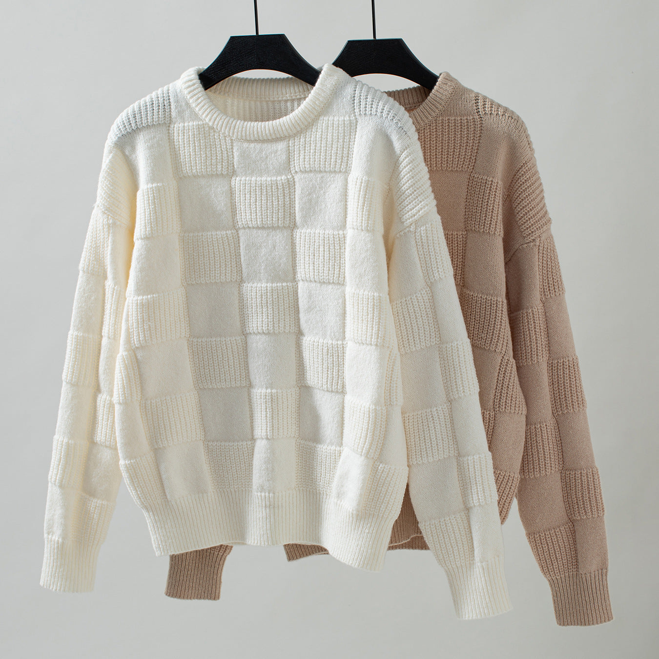 Damen Strickpullover mit modischem Karomuster und lässigem Schnitt Stalluxe