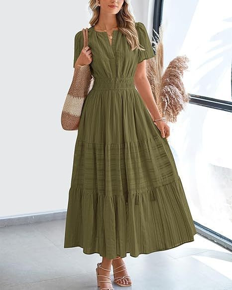 Damen Maxikleid mit voluminösem Rock Stalluxe