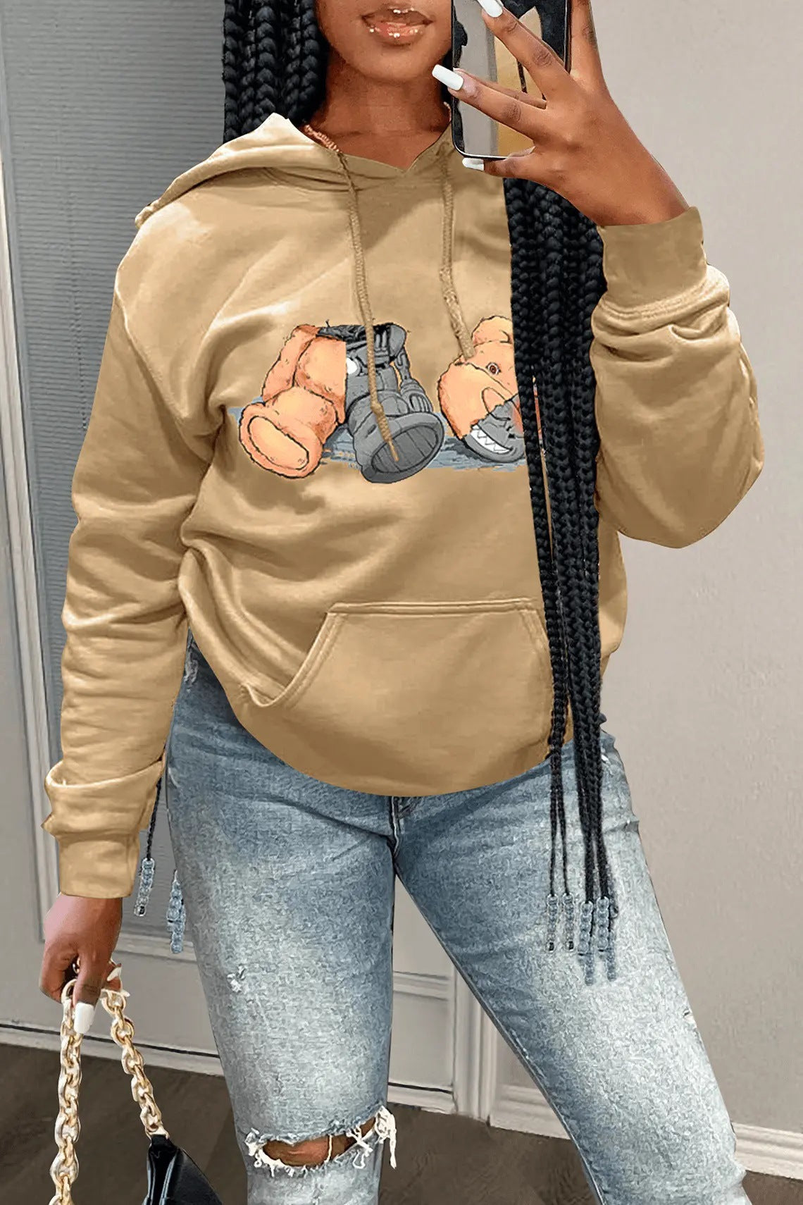 Damen Kapuzenpullover mit künstlerischem Grafikdesign Stalluxe
