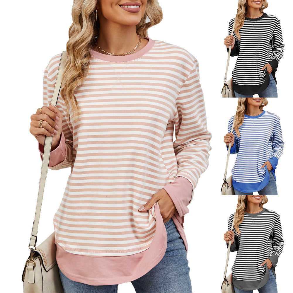 Damen gestreiftes Sweatshirt mit lässigem Schnitt und praktischen Taschen Stalluxe