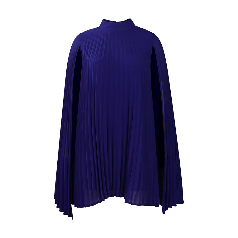 Damen Plissee-Kleid mit eleganten Kapuze und voluminösen Ärmeln Stalluxe