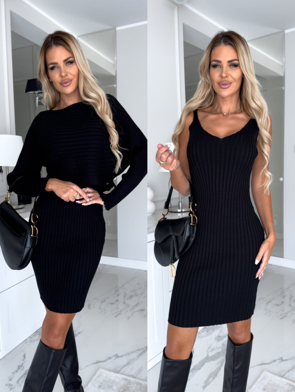 Women's Ribbed Knit Bodycon Dress Stalluxe