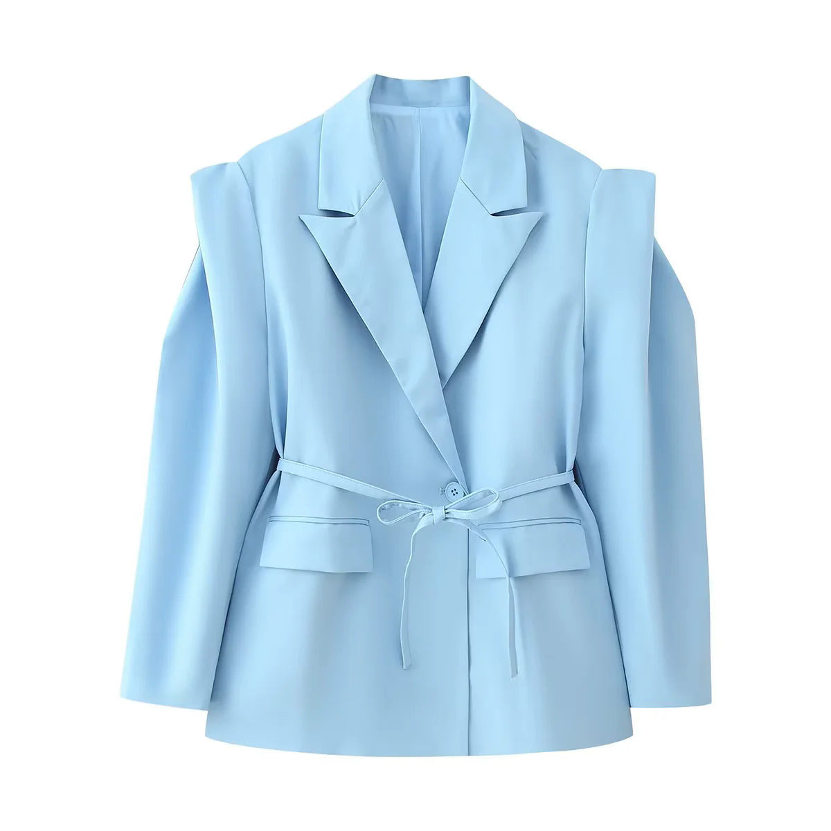 Damen Modische Blazerjacke mit Gürtel und Seidenoptik Stalluxe