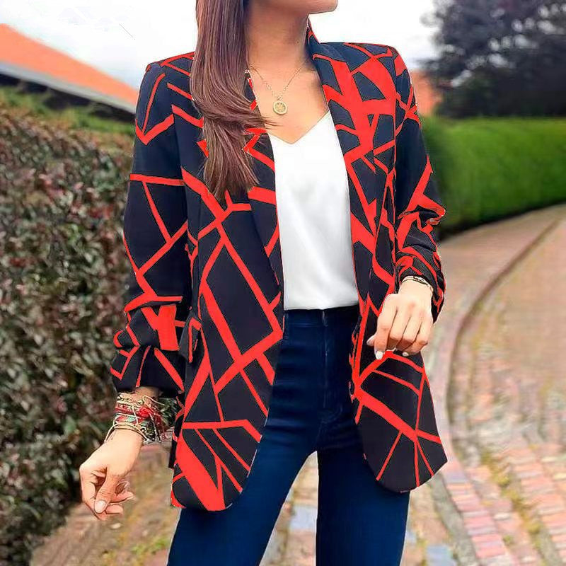 Damen Blazer mit modernem geometrischen Muster und lässiger Passform Stalluxe