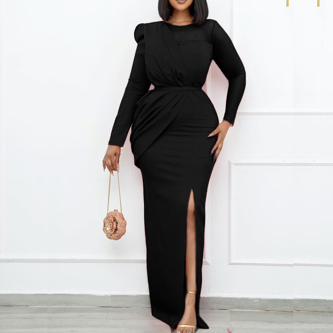 Damen Midi-Kleid mit figurbetonendem Design und elegantem Schlitz Stalluxe