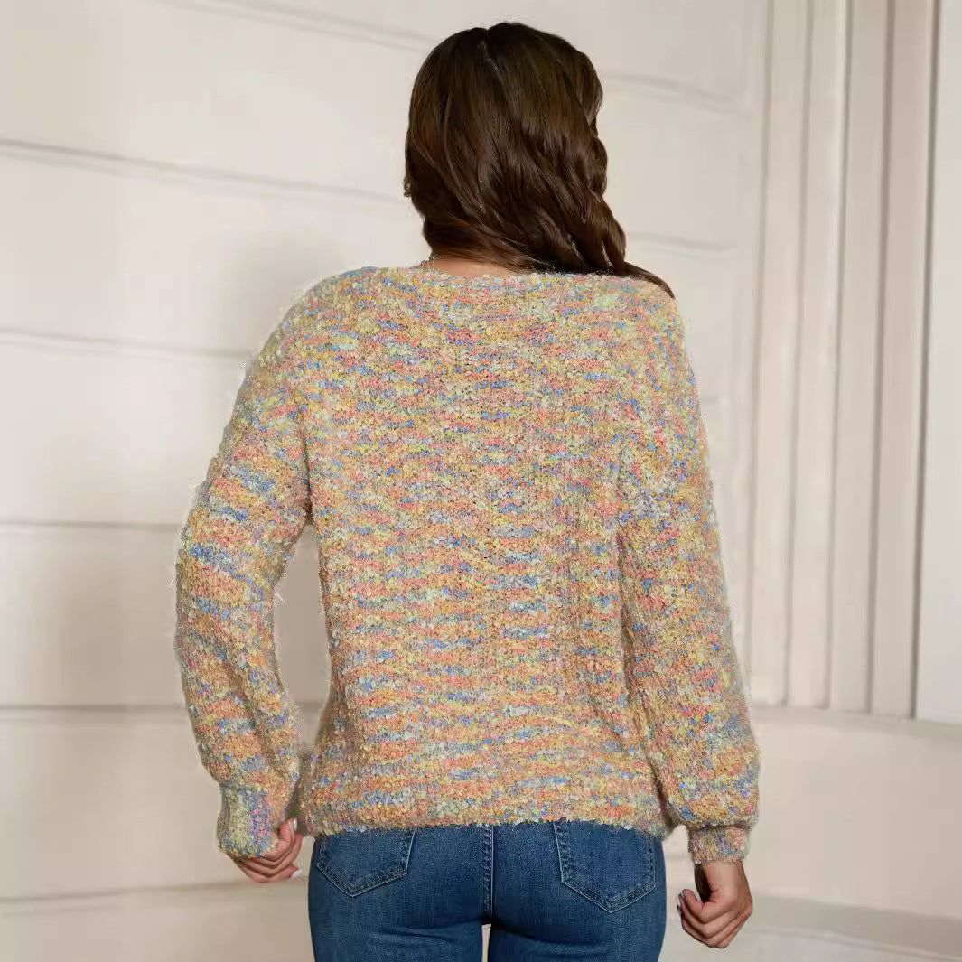 Damen Flauschiger Pullover mit buntem Muster Stalluxe