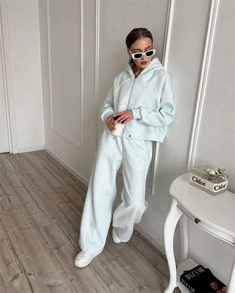 Damen sportliches Freizeitjacken- und Hosen-Set mit trendy Schnitt und elastischem Bund Stalluxe
