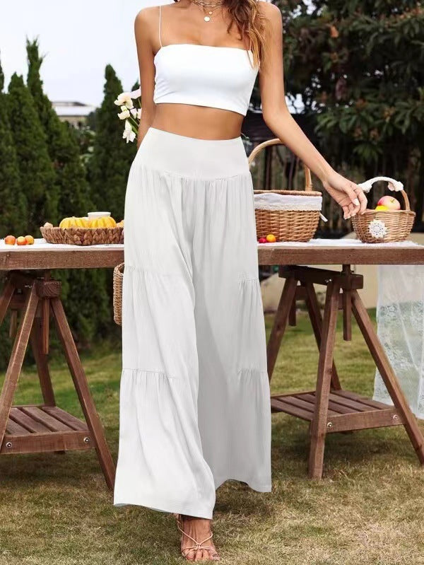Damen Weit geschnittene Sommerhose mit elastischem Bund und fließendem Schnitt Stalluxe
