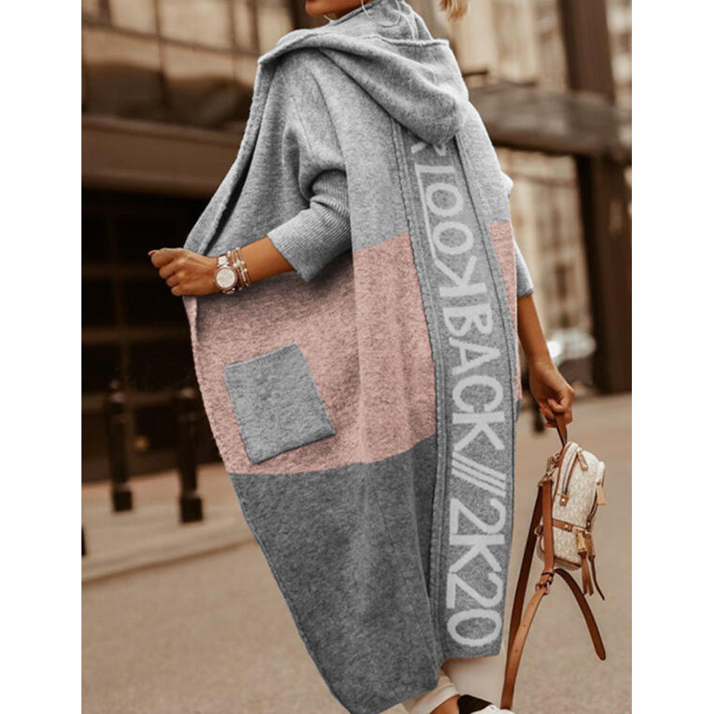 Damen modischer Oversized-Strickmantel mit Kapuze und Taschen Stalluxe