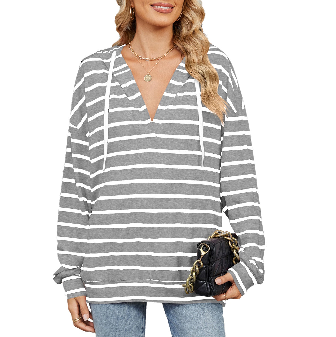 Damen Kapuzenpullover mit modischem Streifenmuster und lässiger Passform Stalluxe