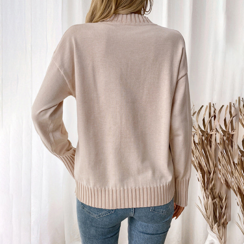 Damen Strickpullover mit zarten Blumenapplikationen Stalluxe