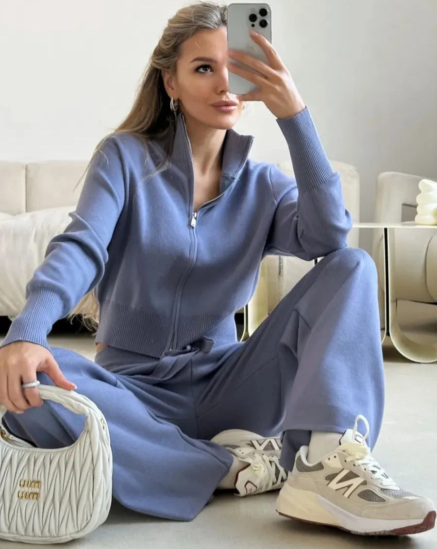Damen gemütlicher Fleece-Jogginganzug mit eleganter Kapuze und praktischen Taschen Stalluxe