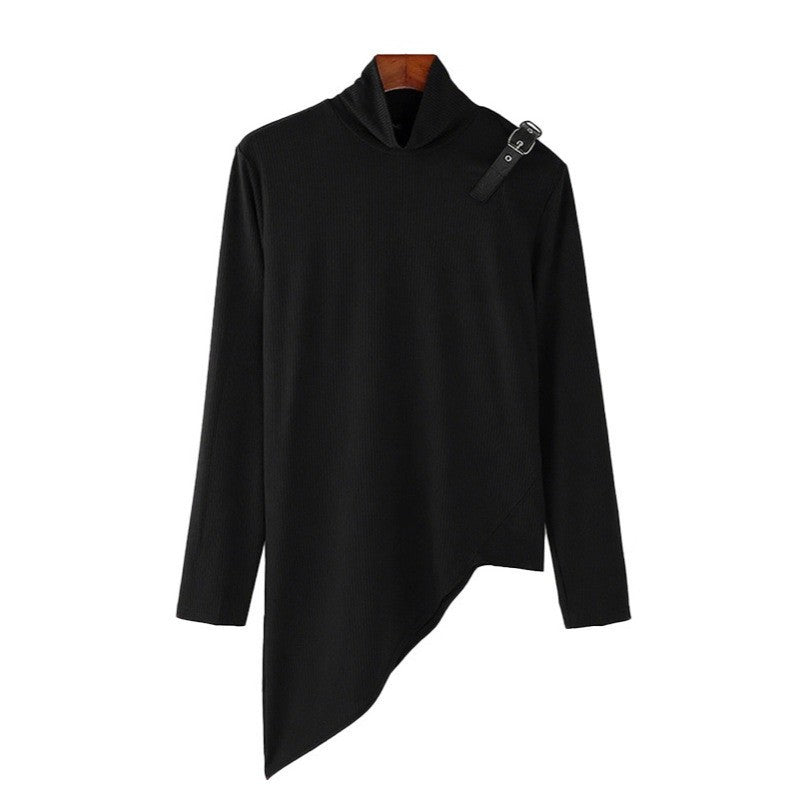 Damen asymmetrisches Longsleeve mit Stehkragen und modernem Riemen Stalluxe