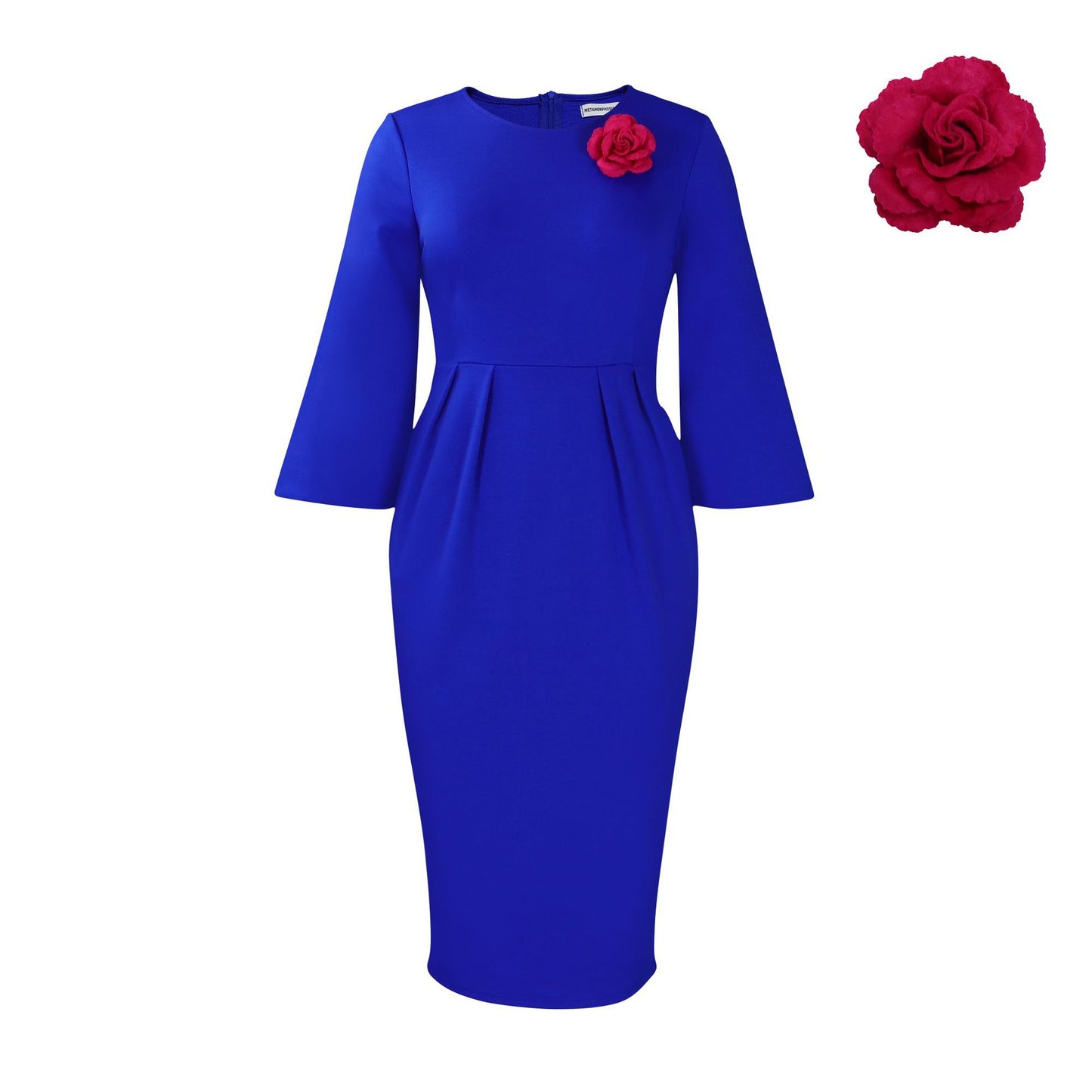 Damen elegantes Kleid mit fließenden Ärmeln und eingearbeitetem Taillenband Stalluxe
