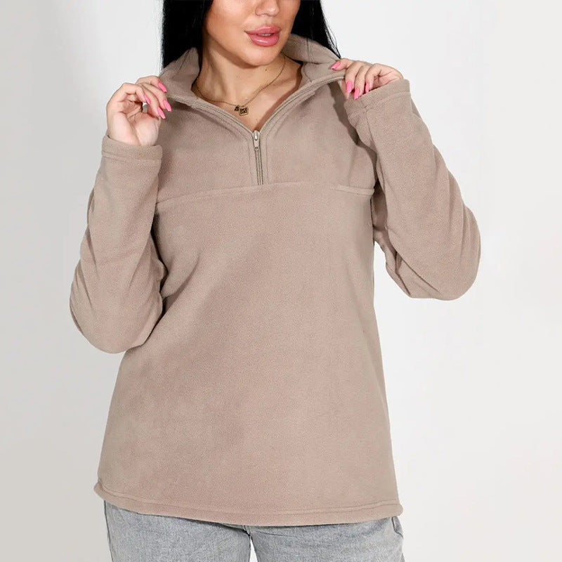 Damen Fleece-Pullover mit Stehkragen und Reißverschluss Stalluxe