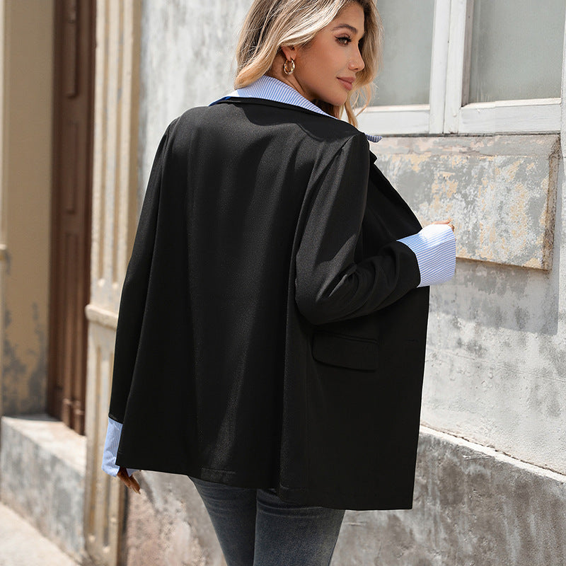 Damen oversize Blazer mit modischen Kontrastärmeln und lässiger Eleganz Stalluxe